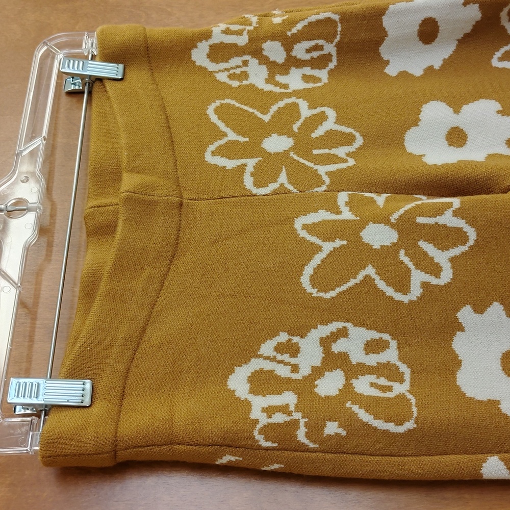 Molly Green Floral Patterned Camel And Cream Women Sweater Flare Pants - Picture 3 of 8